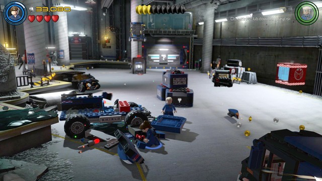 Walk as Maria Hill after the cutscene towards the place shown on the picture and aim at the switch - A Loki Entrance - Walkthrough - LEGO Marvels Avengers - Game Guide and Walkthrough