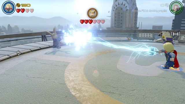 Once the cutscene is over, start fighting Loki as Thor - Avengers Assemble - Walkthrough - LEGO Marvels Avengers - Game Guide and Walkthrough