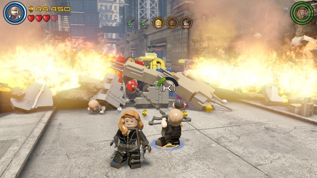 You will save other civilians on the other side of the fire, on the left from the location where you found first people in peril - Avengers Assemble - Walkthrough - LEGO Marvels Avengers - Game Guide and Walkthrough