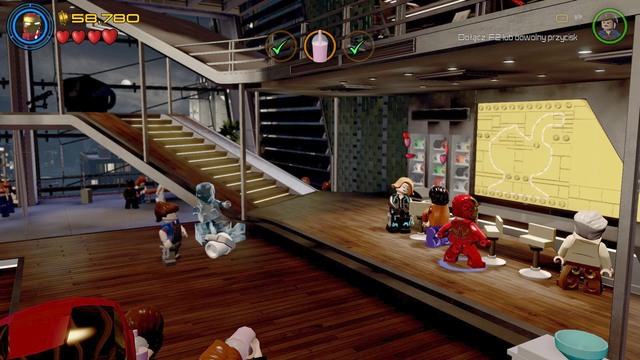Yu can obtain the drinks by going to the right side and behind the bar - Lack of Insight - Walkthrough - LEGO Marvels Avengers - Game Guide and Walkthrough