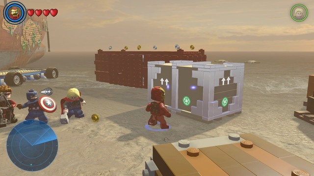 Walk towards the container shown on the picture and scan the area - Anger Management - Walkthrough - LEGO Marvels Avengers - Game Guide and Walkthrough