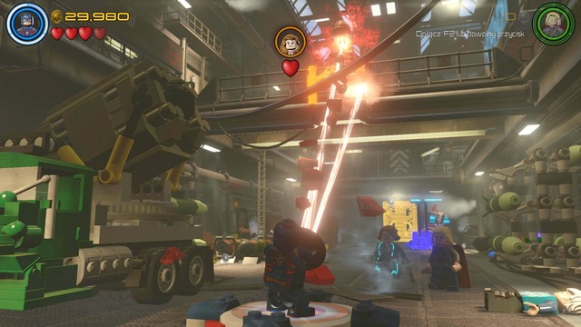 Once the security system is activated, you must switch your character to Thor, fly to the first floor and use the hammer again on the cracked wall - Anger Management - Walkthrough - LEGO Marvels Avengers - Game Guide and Walkthrough