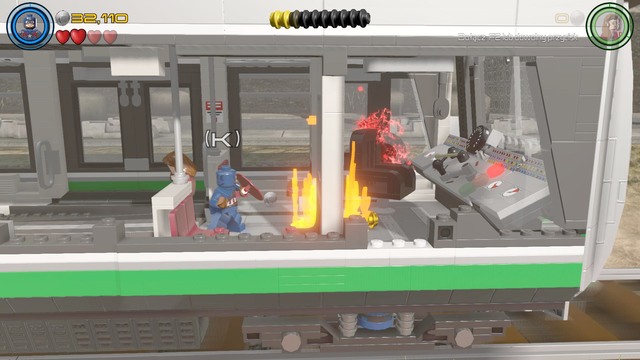 During the further journey walk as Scarlet Witch to the hole in the ground and use the bricks that are lying there to create a small bridge - Korea Prospects - Walkthrough - LEGO Marvels Avengers - Game Guide and Walkthrough