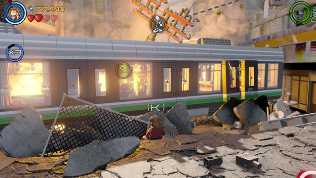 Switch your character to Scarlet after reaching another location and destroy the objects that are seen on the right side, next to the train - Korea Prospects - Walkthrough - LEGO Marvels Avengers - Game Guide and Walkthrough