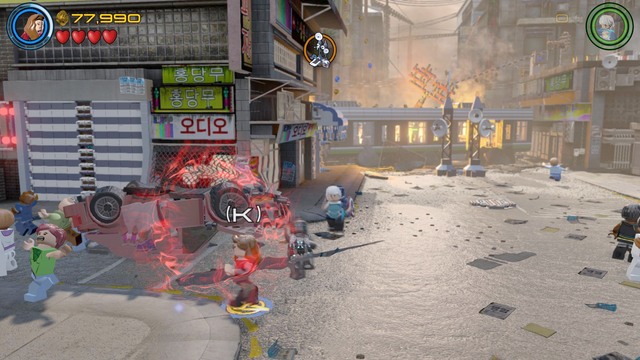 Walk to the left side after completing the first part of the machine and destroy the car as Scarlet - Korea Prospects - Walkthrough - LEGO Marvels Avengers - Game Guide and Walkthrough