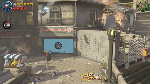 When the characters change, start controlling Scarlet and walk towards the fire truck that blocks access to the window - Rise of Ultron - Walkthrough - LEGO Marvels Avengers - Game Guide and Walkthrough