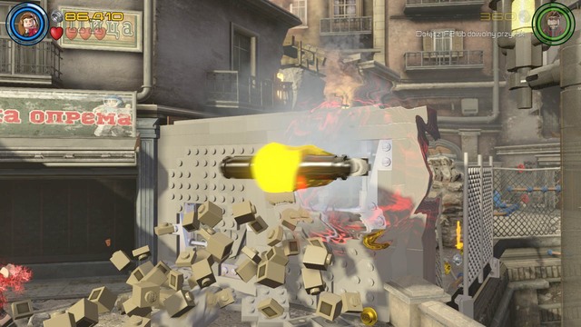 Use the scattered bricks to create a pneumatic drill and use Scarlets willpower to use the object on the gate at the right side - Rise of Ultron - Walkthrough - LEGO Marvels Avengers - Game Guide and Walkthrough