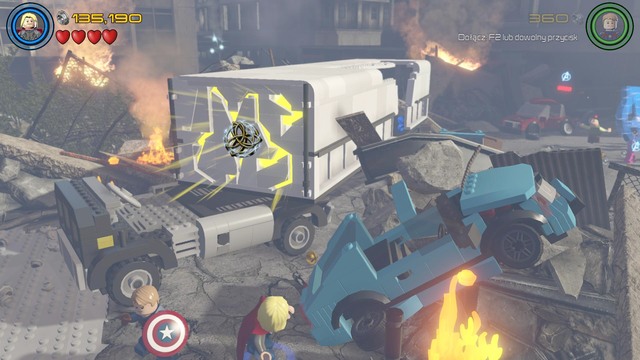 Destroy two blue brick containers after walking further and use them to create a switch - Rise of Ultron - Walkthrough - LEGO Marvels Avengers - Game Guide and Walkthrough