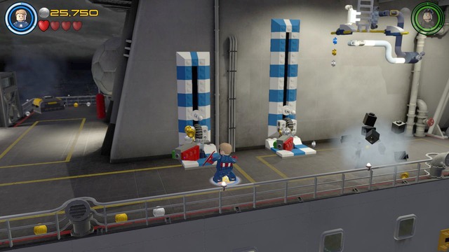 Destroy two blue-white containers after reaching higher floor - Lack of Insight - Walkthrough - LEGO Marvels Avengers - Game Guide and Walkthrough