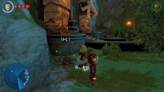 Here you will find a pile of ground from which you must dig up the bricks as Squirrel Girl - Stan Lee / Races - Asgard - secrets - LEGO Marvels Avengers - Game Guide and Walkthrough