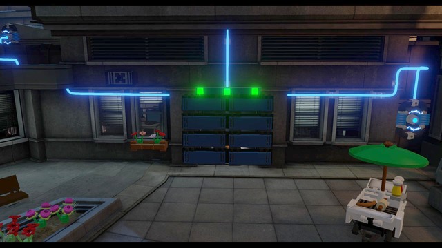 Another golden brick is behind the blue door shown on the picture - Golden bricks - S.H.I.E.L.D. Base - secrets - LEGO Marvels Avengers - Game Guide and Walkthrough