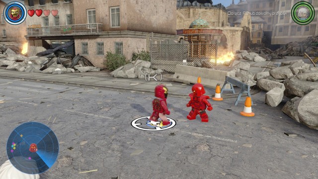 On the right side of the location you will find Crimson Dynamo from whom you must take a mission - Side missions - Sokovia - secrets - LEGO Marvels Avengers - Game Guide and Walkthrough