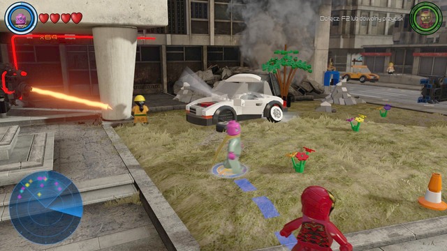 Next to the main building you will find laser weapon and a wreck of a white car - Golden bricks - Sokovia - secrets - LEGO Marvels Avengers - Game Guide and Walkthrough