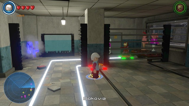 After lowering the lever other bars will open, on the left from second character - Golden bricks - Sokovia - secrets - LEGO Marvels Avengers - Game Guide and Walkthrough