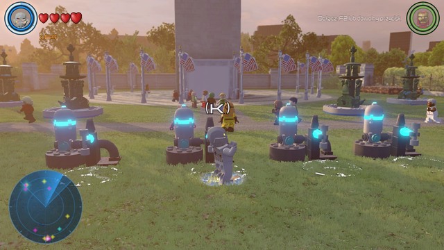 During the mission you must activate four fountains and take a photo - Side missions - Washington - secrets - LEGO Marvels Avengers - Game Guide and Walkthrough