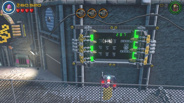 The second step is switching character to Vision and passing through the bars on the left side - Stan Lee / Red brick - Struck Off the List - secrets - LEGO Marvels Avengers - Game Guide and Walkthrough