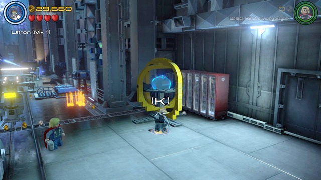 Use Ultron to walk towards the yellow gyroscope - Minikits - A Loki Entrance - secrets - LEGO Marvels Avengers - Game Guide and Walkthrough
