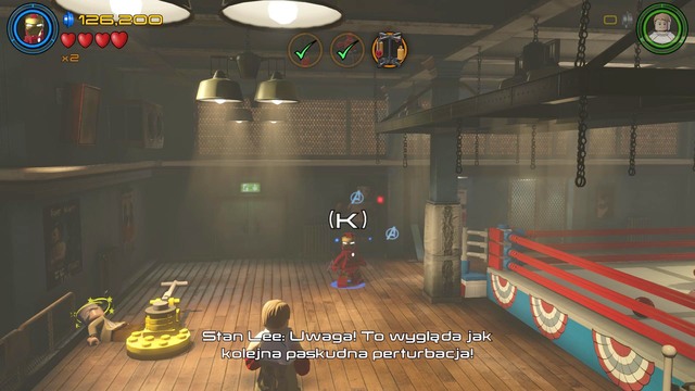 Walk towards the place shown on the picture as Iron Man and search the area - Stan Lee / Red brick - Rail Hydra - secrets - LEGO Marvels Avengers - Game Guide and Walkthrough