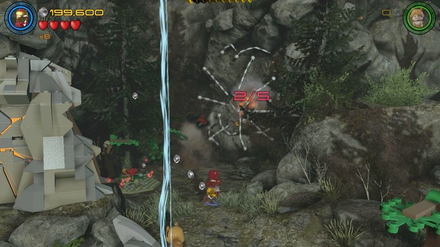 On the picture you can see the second web which you had to destroy in order to obtain Minikit number 7 - Minikits - Shakespeare in the Park - secrets - LEGO Marvels Avengers - Game Guide and Walkthrough