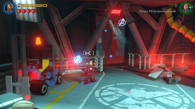 Once you reach the room with forklift, walk towards the vehicle and scan it as Iron man - Minikits - Helicarrier Havoc - secrets - LEGO Marvels Avengers - Game Guide and Walkthrough