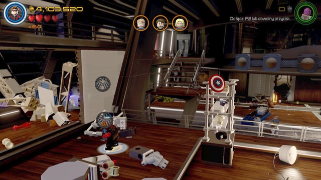 Walk towards the left side of the room where you will find glass cover - Minikits - No Strings On Me - secrets - LEGO Marvels Avengers - Game Guide and Walkthrough