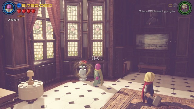After entering that room walk towards the windows on the left side and as Vision destroy the vase - Characters - Anger Management - secrets - LEGO Marvels Avengers - Game Guide and Walkthrough