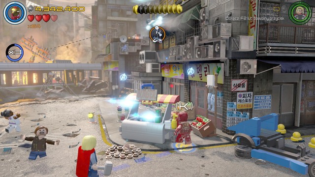 Walk towards the booth on the right side and scan the area as Iron Man - Stan Lee / Red brick - Korea Prospects - secrets - LEGO Marvels Avengers - Game Guide and Walkthrough