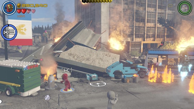 Accept the task and walk as Iron Man towards the green truck - Stan Lee / Red brick - Rise of Ultron - secrets - LEGO Marvels Avengers - Game Guide and Walkthrough