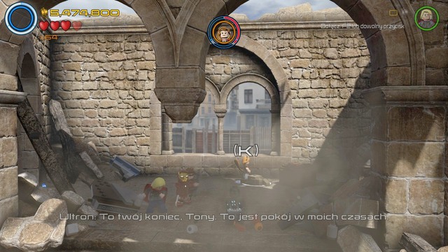 During the second phase of the battle with Ultron you must walk to the place shown on the picture and use the tunnel as Squirrel Girl - Stan Lee / Red brick - Ultron Undone - secrets - LEGO Marvels Avengers - Game Guide and Walkthrough