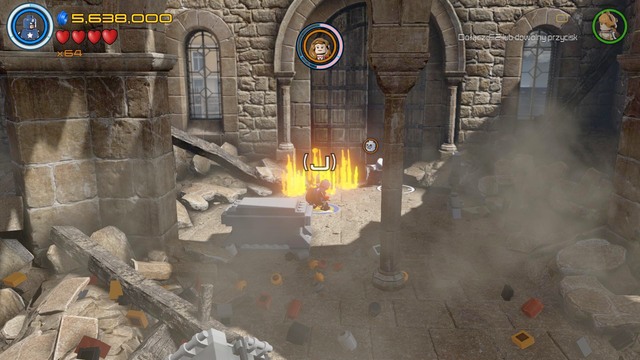 While still on the other side, switch character to Captain America and put out the fire shown on the picture - Stan Lee / Red brick - Ultron Undone - secrets - LEGO Marvels Avengers - Game Guide and Walkthrough