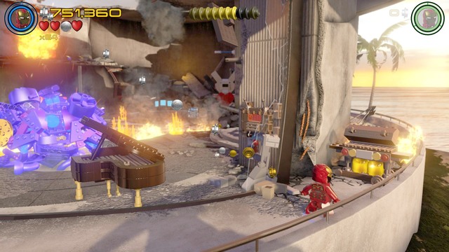 On the opposite side from the first Minikit you will find gas cylinders - Minikits - Ready, A.I.M., Fire - secrets - LEGO Marvels Avengers - Game Guide and Walkthrough