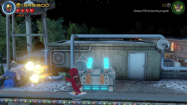 Fly as any character on the roof on the left side of the location and destroy the silver containers with the rockets - Minikits - Ready, A.I.M., Fire - secrets - LEGO Marvels Avengers - Game Guide and Walkthrough