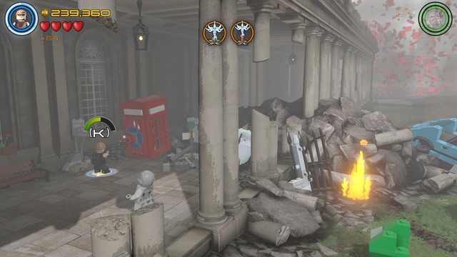 On the left side you will find a red phone booth - Minikits - Lost in the Aether - secrets - LEGO Marvels Avengers - Game Guide and Walkthrough