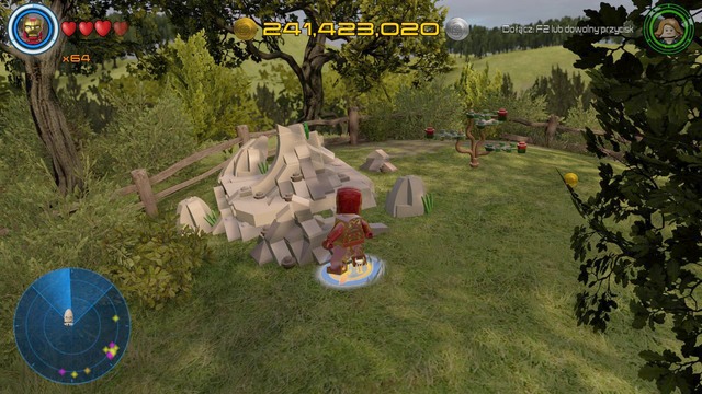 On the left side of the farm you will find the rock shown on the above picture, you must break it - Characters - Bartons Farm - secrets - LEGO Marvels Avengers - Game Guide and Walkthrough