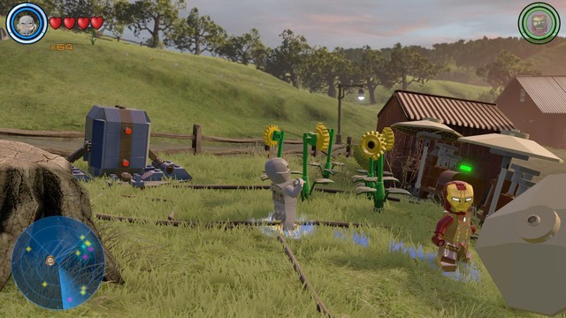 Walk towards the place shown on the picture which is located on the left from the barn - Characters - Bartons Farm - secrets - LEGO Marvels Avengers - Game Guide and Walkthrough