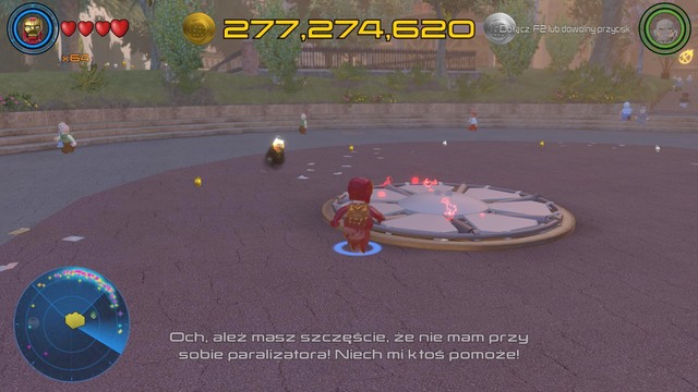 Between the skyscrapers, in the place where She-Hulk is standing you will find a cover that must be destroyed as Vision - Golden bricks - North Manhattan - secrets - LEGO Marvels Avengers - Game Guide and Walkthrough