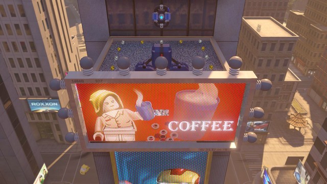 In the central part you will find the place shown on the picture - Golden bricks - North Manhattan - secrets - LEGO Marvels Avengers - Game Guide and Walkthrough