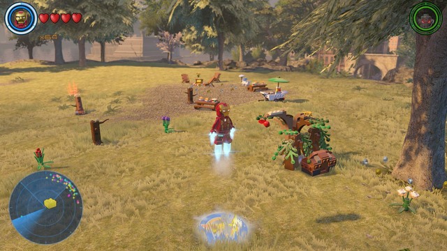 In the park near Avengers mansion you will find a container covered by plants - Golden bricks - Southern Manhattan - secrets - LEGO Marvels Avengers - Game Guide and Walkthrough