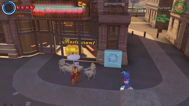 You will find a restaurant in the central part - Golden bricks - Southern Manhattan - secrets - LEGO Marvels Avengers - Game Guide and Walkthrough