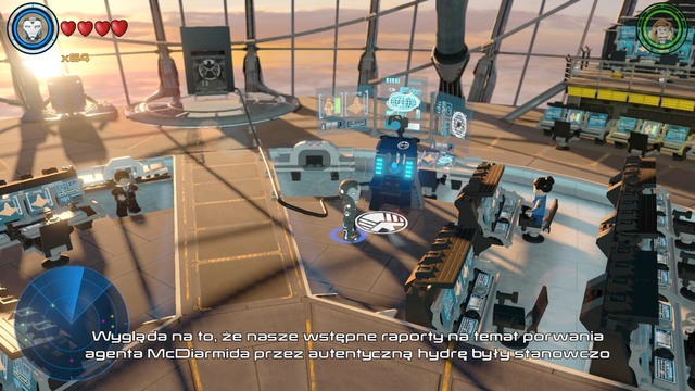Another golden brick can be found in the command center in Helicarrier - Golden bricks - S.H.I.E.L.D. Helicarrier - secrets - LEGO Marvels Avengers - Game Guide and Walkthrough