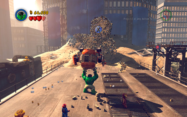 Turn away and go to the central part of the arena - Sand Central Station | Walkthrough - Walkthrough - LEGO Marvel Super Heroes Game Guide & Walkthrough