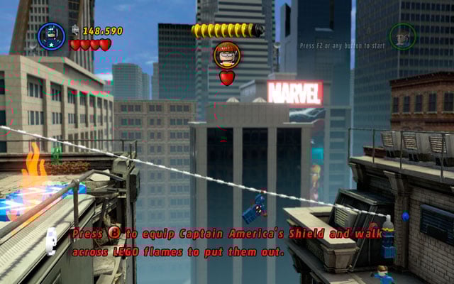 Go to the right edge of the building and glide over the gap as Mr - Times Square Off | Walkthrough - Walkthrough - LEGO Marvel Super Heroes Game Guide & Walkthrough