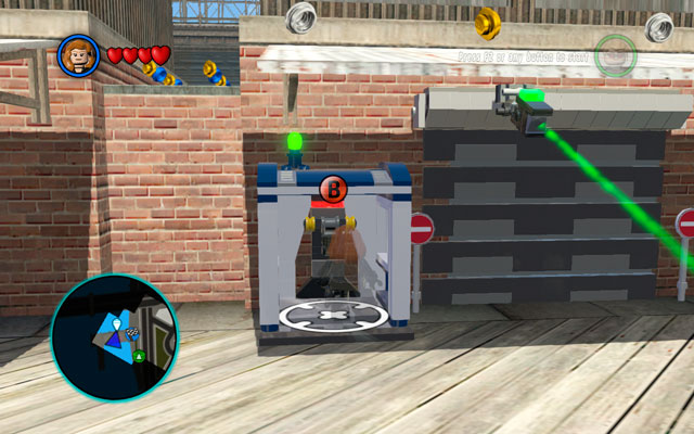 Go to the destination point and use Black Widows invisibility power to avoid cameras - S.H.I.E.L.D. Helicarrier / New York - part 1 | Walkthrough - Walkthrough - LEGO Marvel Super Heroes Game Guide & Walkthrough