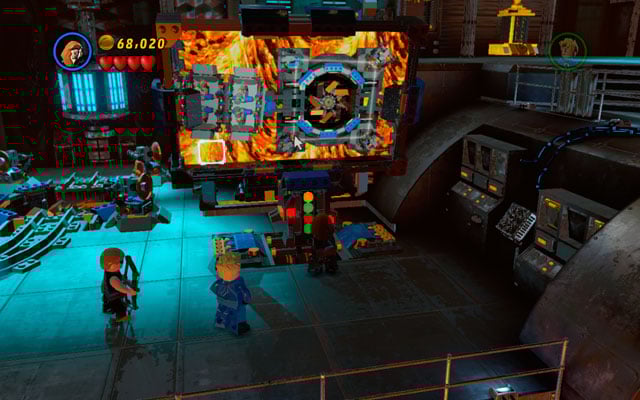 Now you must solve a riddle - turn mirrors with laser rays to reflect patterns showed in the down-left corner of the screen - Red Head Detention | Walkthrough - Walkthrough - LEGO Marvel Super Heroes Game Guide & Walkthrough