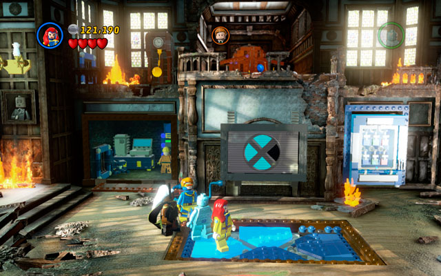 When strange touchpad appears on the floor, stand on it walking from the left to the right side (anticlockwise) - Juggernauts and Crosses | Walkthrough - Walkthrough - LEGO Marvel Super Heroes Game Guide & Walkthrough