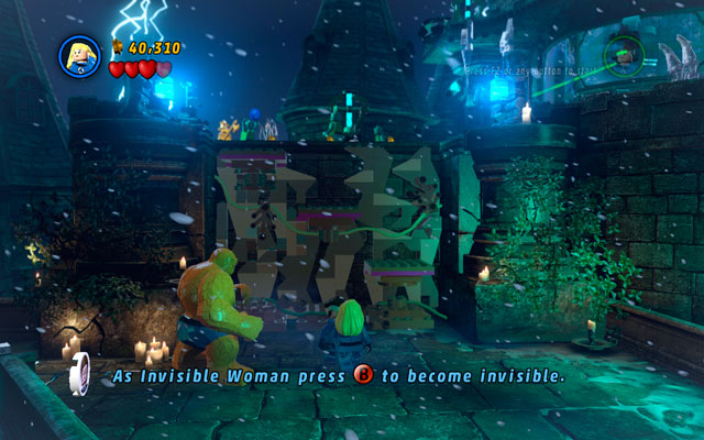 After that approach to the wall glowing in yellow and break it with the Thing - Doctor in the House | Walkthrough - Walkthrough - LEGO Marvel Super Heroes Game Guide & Walkthrough