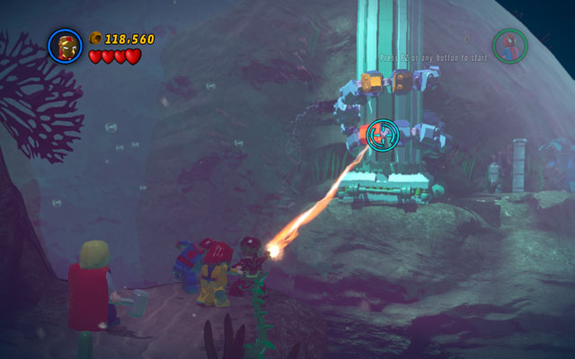 The way to the next part of the location will be blocked by the wall with a silver manhole - That Sinking Feeling | Walkthrough - Walkthrough - LEGO Marvel Super Heroes Game Guide & Walkthrough