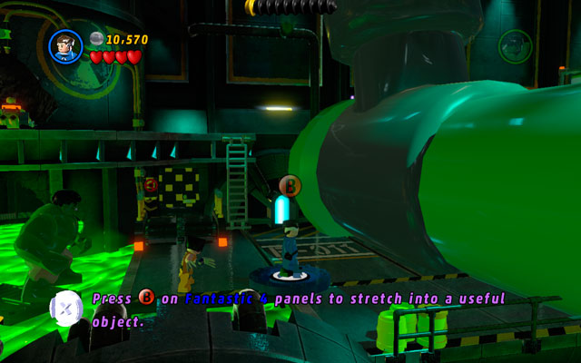 Switch into Wolverine and jump to the other bank of the gap, then slice yellow passage located on the top of the container - you will receive some bricks - Taking Liberties | Walkthrough - Walkthrough - LEGO Marvel Super Heroes Game Guide & Walkthrough