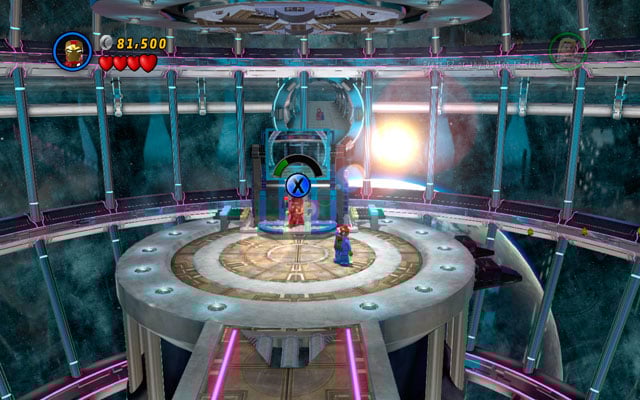 Defeat all enemies, then approach to the panel with two attachable points - Magnetic Personality | Walkthrough - Walkthrough - LEGO Marvel Super Heroes Game Guide & Walkthrough