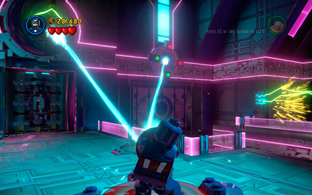 Defeat next group of enemies, then switch into the Thing and yank two green handles placed on the wall - A Doom With a View | Walkthrough - Walkthrough - LEGO Marvel Super Heroes Game Guide & Walkthrough